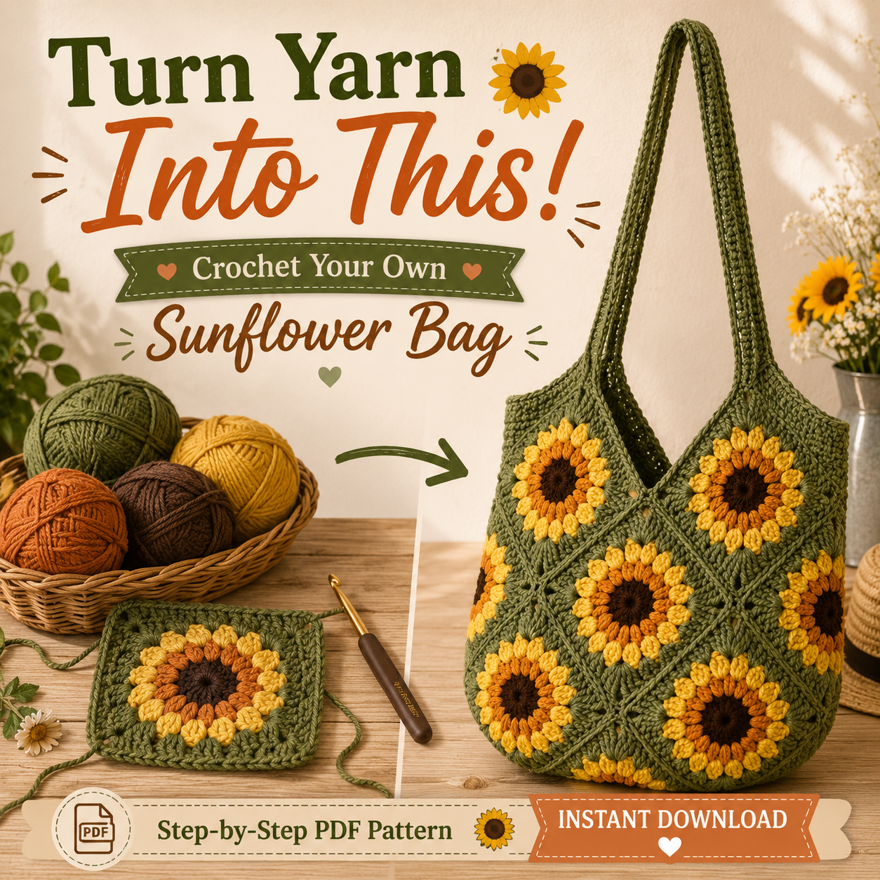 Sunflower Crochet Bag Pattern