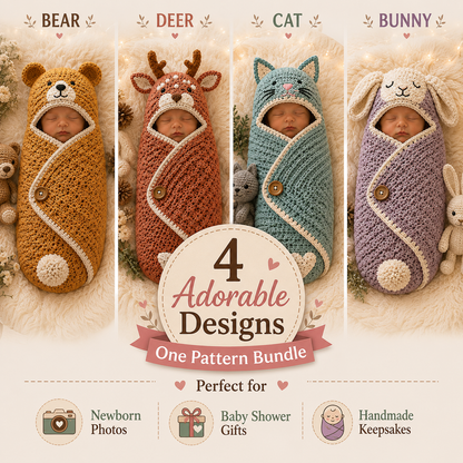 Baby Animal Cocoon Crochet Pattern ⭐