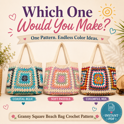 Granny Square Beach Bag Crochet Pattern