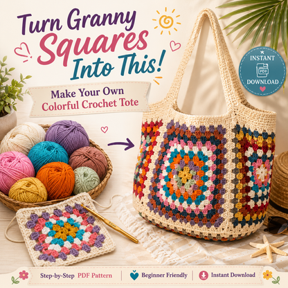 Granny Square Beach Bag Crochet Pattern
