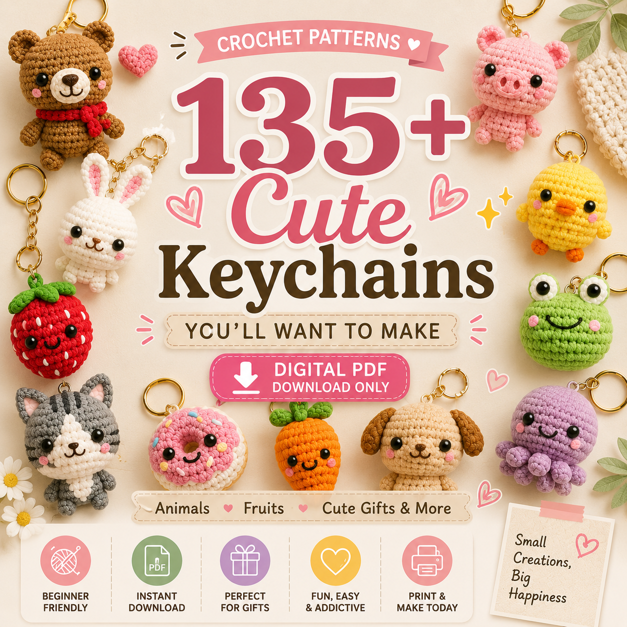 135 Keychain Amigurumi Crochet Pattern Bundle - The Crochet Nok