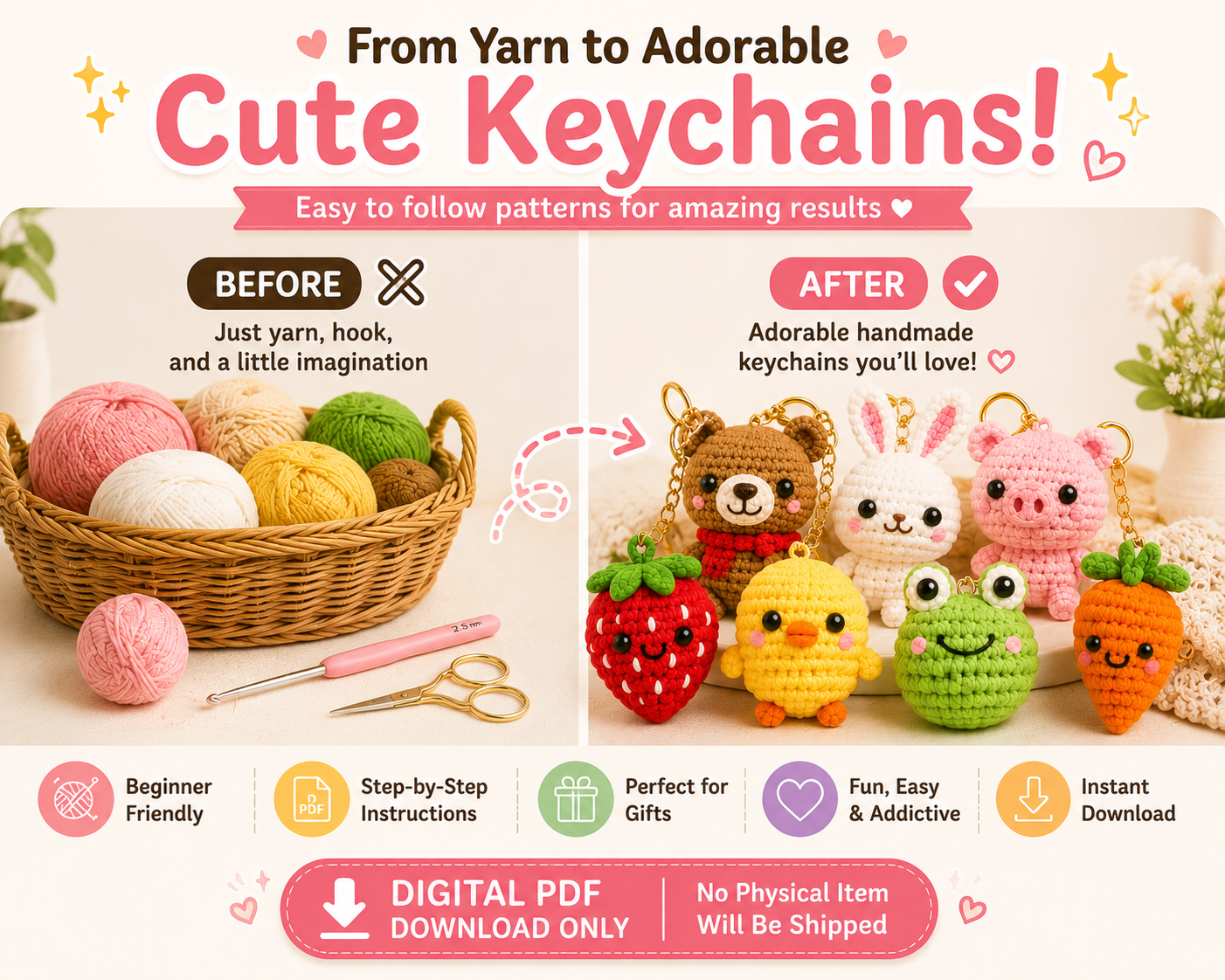 135 Keychain Amigurumi Crochet Pattern Bundle - The Crochet Nok